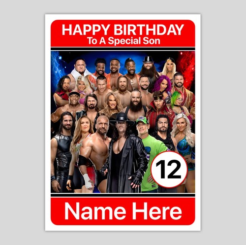 Wwe personalised birthday - wwe, card